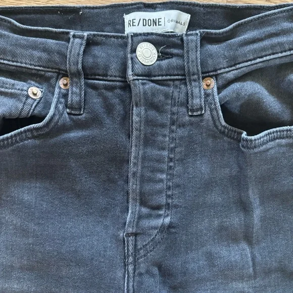 ReDone Crop Jeans High Rise Ankle straight lived-in black size 25 - Picture 3 of 6